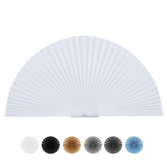 Arch Window Shade Half Circle Arched Non-Woven Stick on Cut to Size self Adhesive Light Filtering Half Moon Round Window Covering Pleated Blinds for Front Door (1 White 36 x 18 Inches)